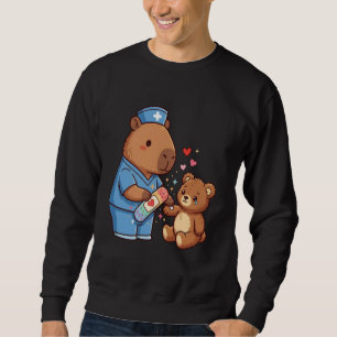 Cute Capybara Nurse Teddy Bear Patient Bandage Med Sweatshirt