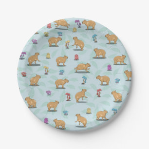 Cute capybara Pattern Paper Plates