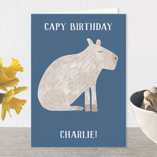 Cute Capybara Personalized Birthday Card