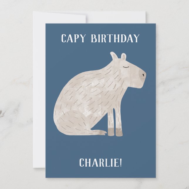 Cute Capybara Personalized Birthday Holiday Card (Front)