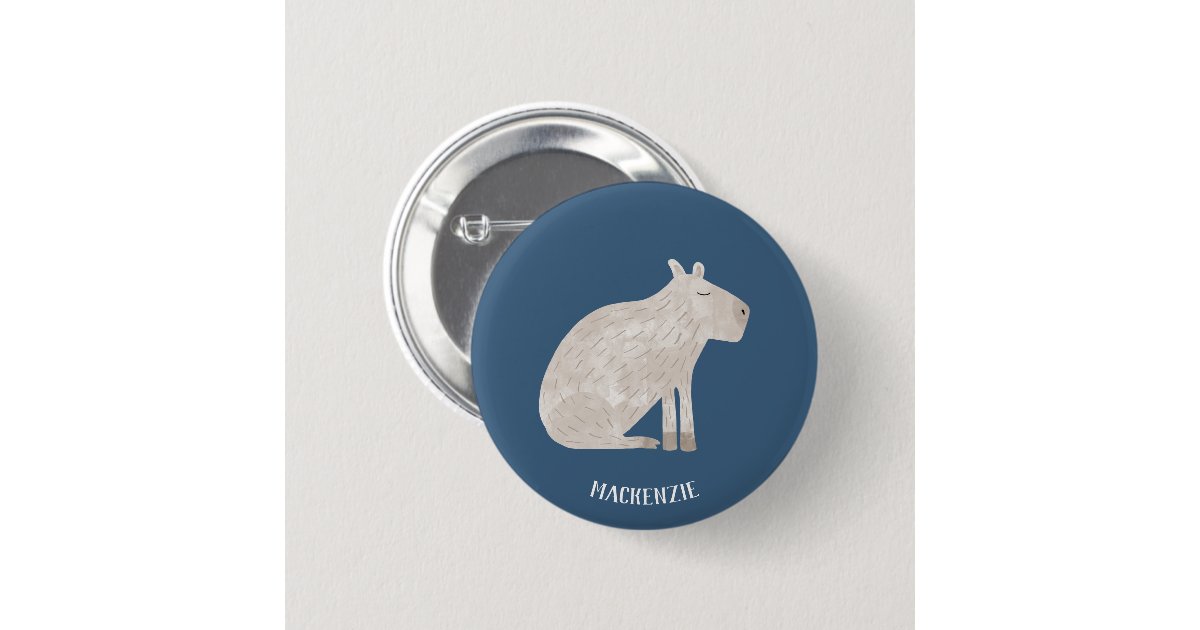 Cute Capybara Personalized Button | Zazzle