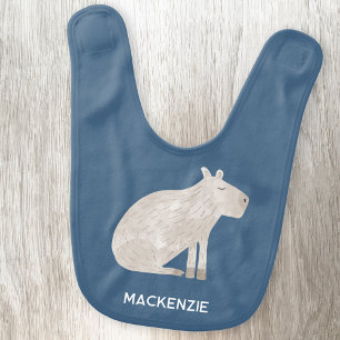Cute Capybara Personalized Name Baby Bib