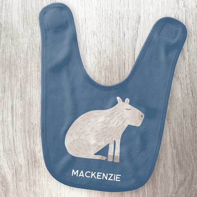 Cute Capybara Personalized Name Baby Bib (Fun capybara personalized custom name baby bib for little animal and wildlife lovers)