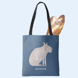 Cute Capybara Personalized Tote Bag<br><div class="desc">A fun watercolor capybara on a teal green background for animal and wildlife lovers.  Original art by Nic Squirrell. Change or remove the name to personalize.</div>