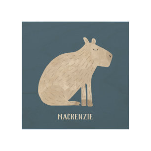 Cute Capybara Personalized Wood Wall Art