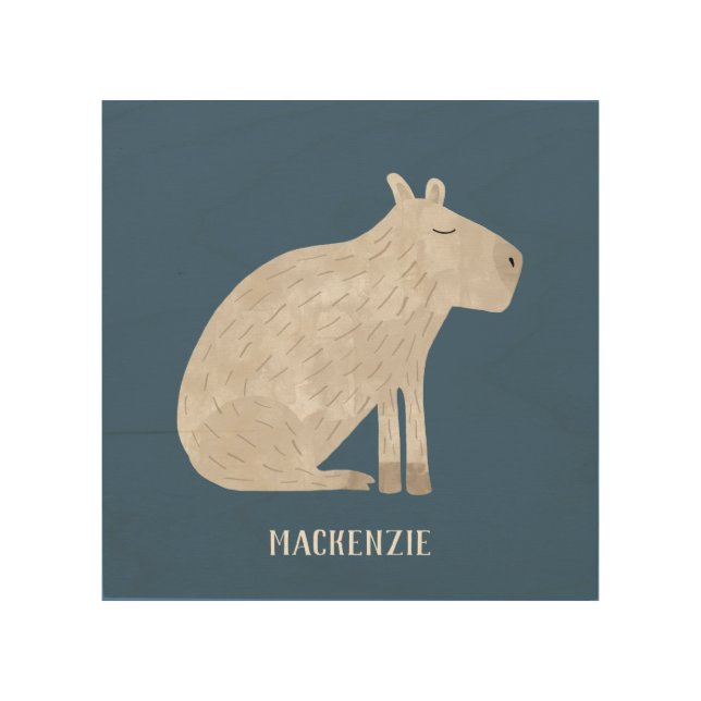 Cute Capybara Personalized Wood Wall Art (Front)