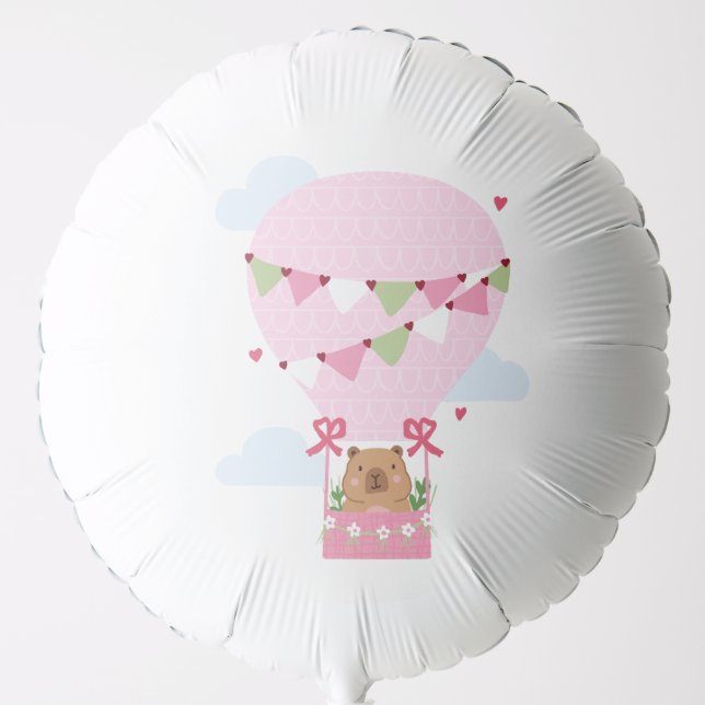 Cute Capybara Pink Birthday Party Balloon (Front)
