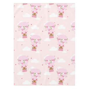 Cute Capybara Pink Hot Air Balloon Tablecloth