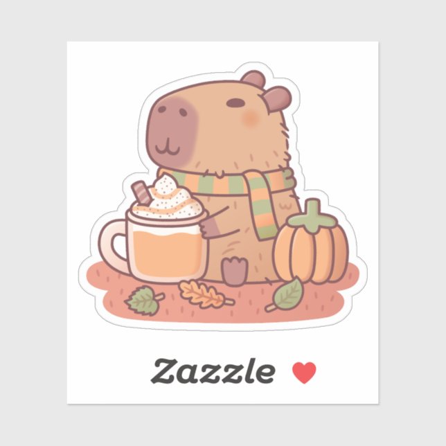 Cute Capybara Pumpkin Spice Latte Autumn Season Sticker (Sheet)