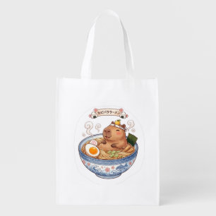 Cute Capybara Ramen Bowl Japanese Kawaii Anime Foo Grocery Bag