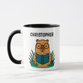 Cute Capybara Reading Book Mug
