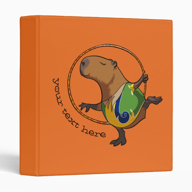 Cute Capybara Rhythmic Gymnastics Hoop Cartoon 3 Ring Binder (Front/Spine)