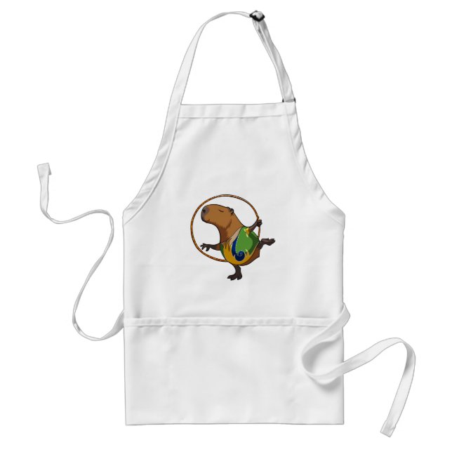 Cute Capybara Rhythmic Gymnastics Hoop Cartoon Adult Apron (Front)
