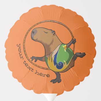 Cute Capybara Rhythmic Gymnastics Hoop Cartoon Balloon by NoodleWings at Zazzle