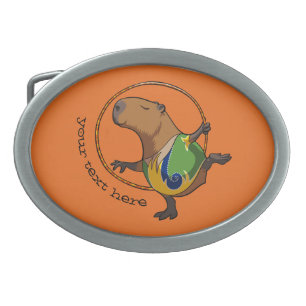 Cute Capybara Rhythmic Gymnastics Hoop Cartoon Belt Buckle