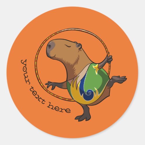 Cute Capybara Rhythmic Gymnastics Hoop Cartoon Classic Round Sticker