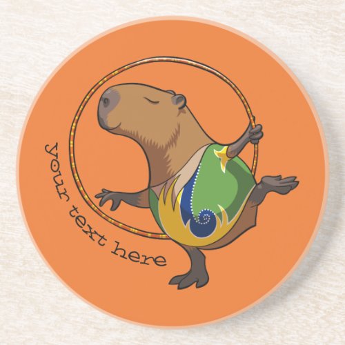 Cute Capybara Rhythmic Gymnastics Hoop Cartoon Coaster