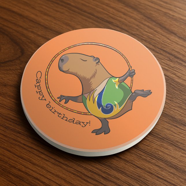 Cute Capybara Rhythmic Gymnastics Hoop Cartoon Coaster (Creator Uploaded)