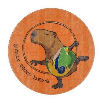 Cute Capybara Rhythmic Gymnastics Hoop Cartoon Cutting Board by NoodleWings at Zazzle