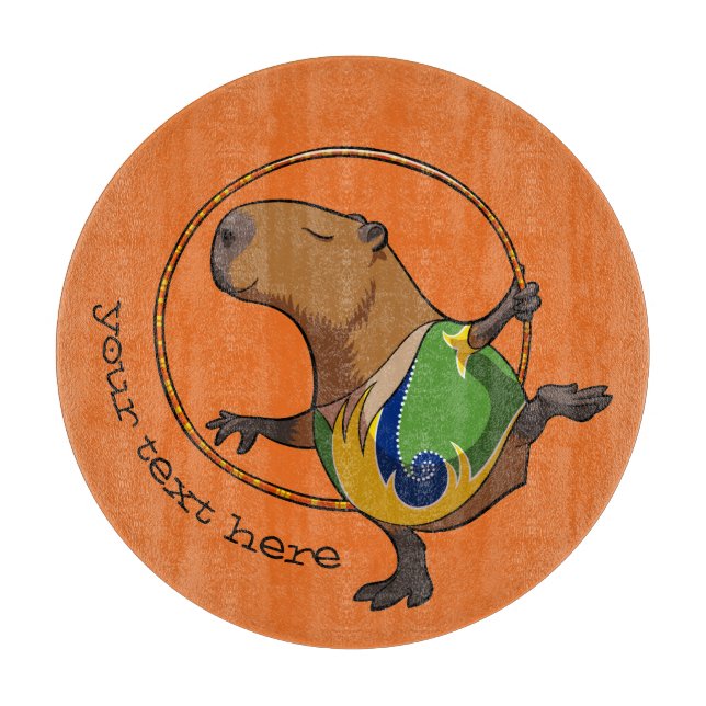 Cute Capybara Rhythmic Gymnastics Hoop Cartoon Cutting Board (Front)