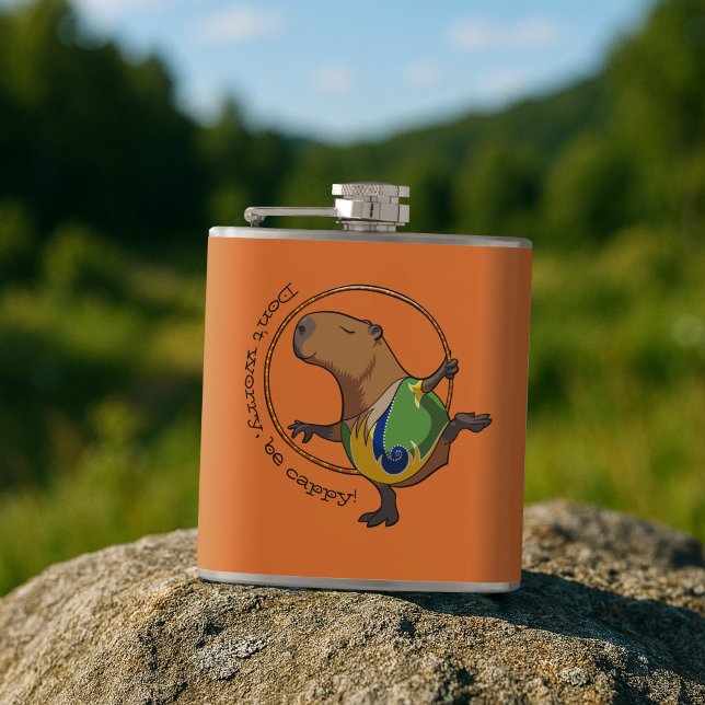 Cute Capybara Rhythmic Gymnastics Hoop Cartoon Flask (Creator Uploaded)