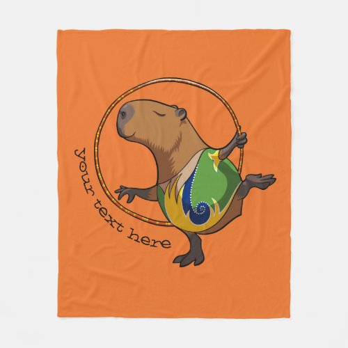 Cute Capybara Rhythmic Gymnastics Hoop Cartoon Fleece Blanket