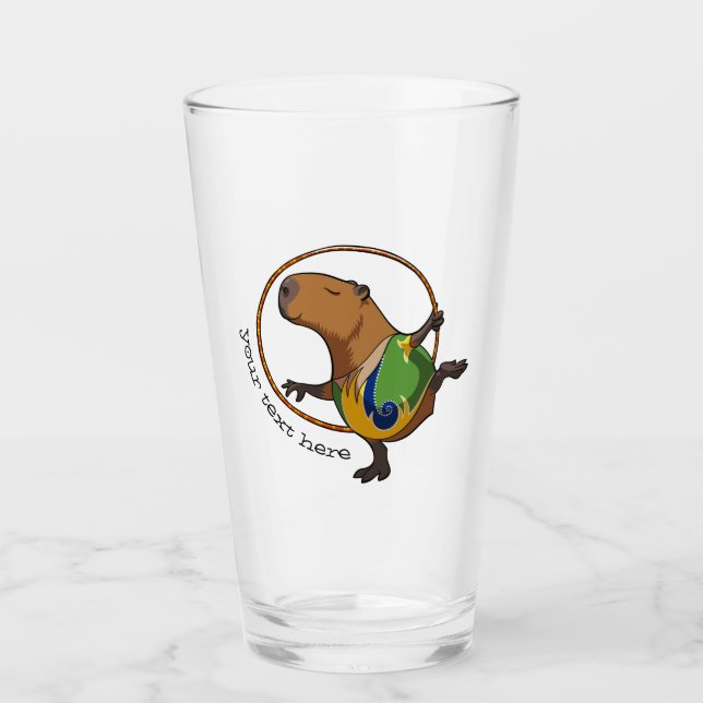Cute Capybara Rhythmic Gymnastics Hoop Cartoon Glass (Front)