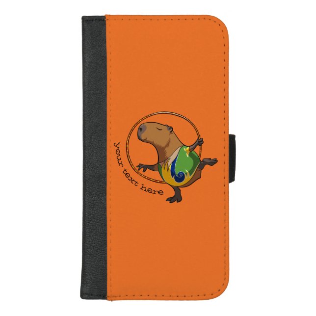 Cute Capybara Rhythmic Gymnastics Hoop Cartoon iPhone Wallet Case (Front)
