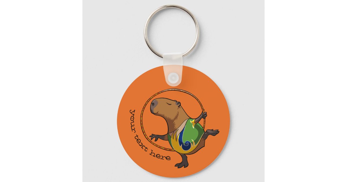 Christmas Capybara Keychain Design. Capybara Round Keychain