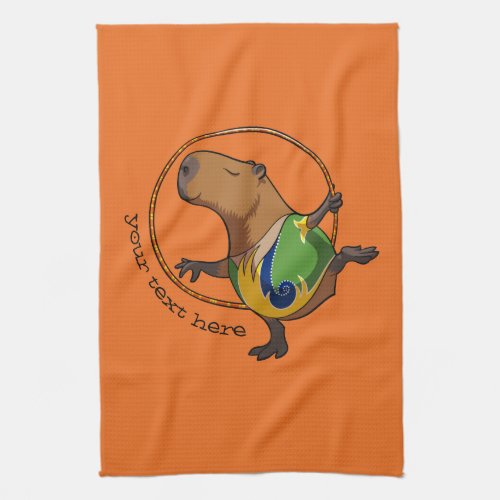 Cute Capybara Rhythmic Gymnastics Hoop Cartoon Kitchen Towel
