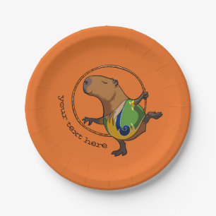 Cute Capybara Rhythmic Gymnastics Hoop Cartoon Paper Plates