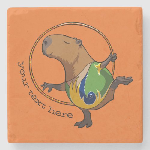 Cute Capybara Rhythmic Gymnastics Hoop Cartoon Stone Coaster