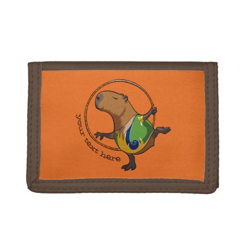 Cute Capybara Rhythmic Gymnastics Hoop Cartoon Trifold Wallet