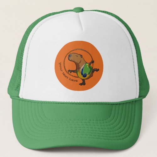 Cute Capybara Rhythmic Gymnastics Hoop Cartoon Trucker Hat