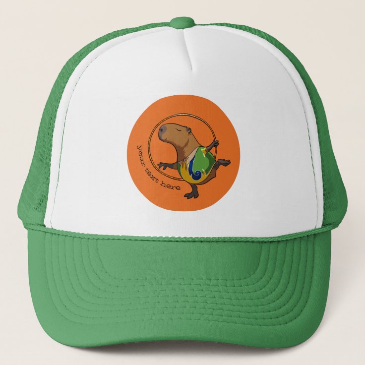 Cute Capybara Rhythmic Gymnastics Hoop Cartoon Trucker Hat | Zazzle