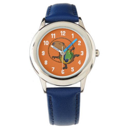 Cute Capybara Rhythmic Gymnastics Hoop Cartoon Watch