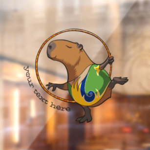 Cute Capybara Rhythmic Gymnastics Hoop Cartoon Window Cling