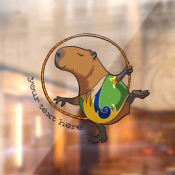 Cute Capybara Rhythmic Gymnastics Hoop Cartoon Window Cling by NoodleWings at Zazzle