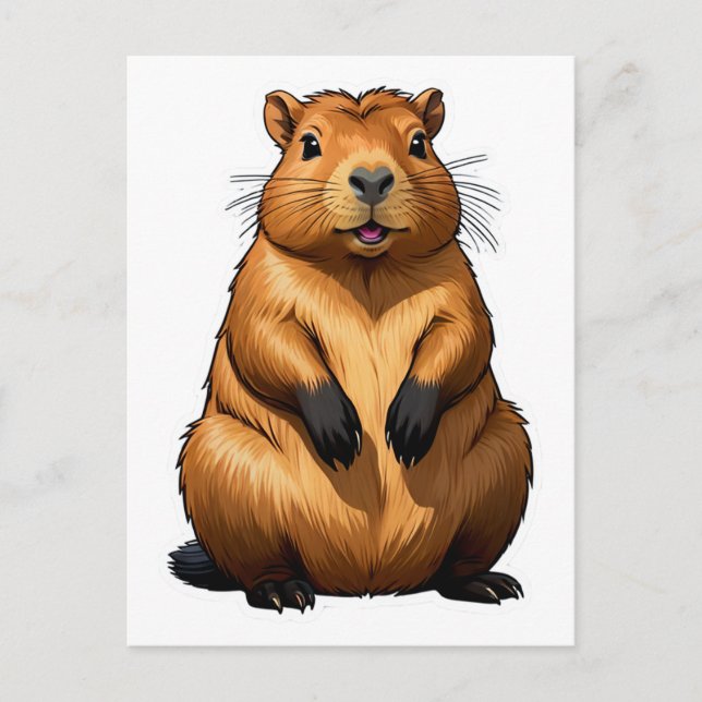 Cute Capybara Rodent Animal Illustration Postcard (Front)