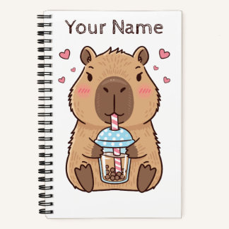 Cute Capybara Sipping Boba Tea Notebook