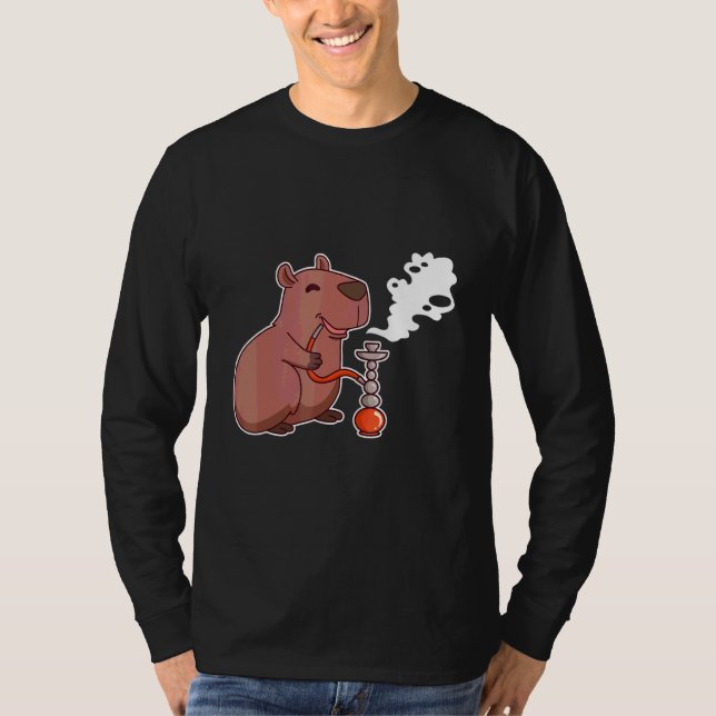 Cute Capybara Smoking Hookah   Shisha T-Shirt (Front)