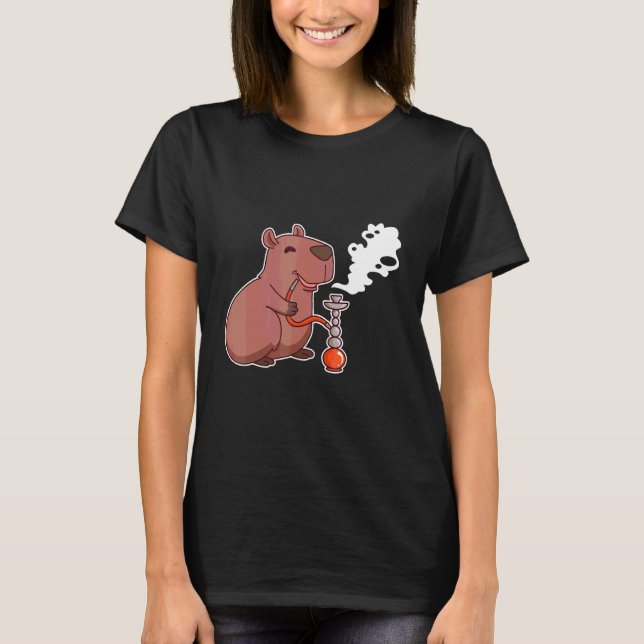 Cute Capybara Smoking Hookah   Shisha T-Shirt (Front)