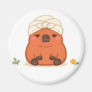 Cute Capybara Spa Day Towel Turban Magnet
