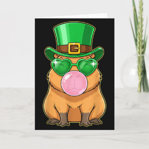 Cute Capybara St Patricks Day Capybara Bubble Gum Card