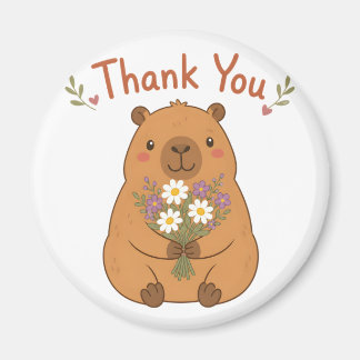 Cute Capybara Thank You Wildflowers Magnet