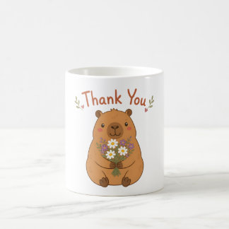 Cute Capybara Thank You Wildflowers Mug