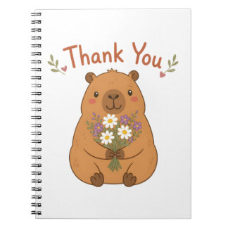 Cute Capybara Thank You Wildflowers Notebook