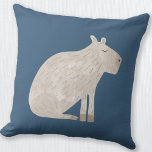 Cute Capybara Throw Pillow<br><div class="desc">A fun watercolor capybara on a teal green background for animal and wildlife lovers.  Original art by Nic Squirrell.</div>