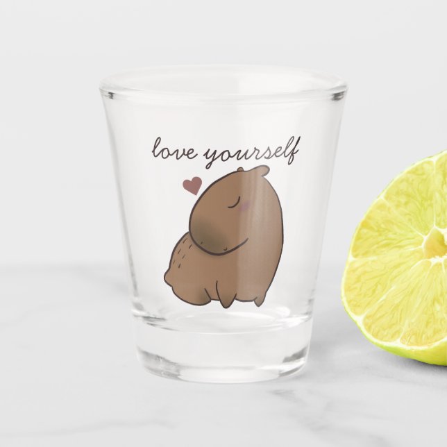 Cute capybara throw pillow T-Shirt Shot Glass (Front)