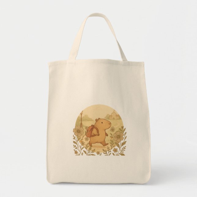 Cute Capybara Tote Bag | Back to School Buddies (Front)